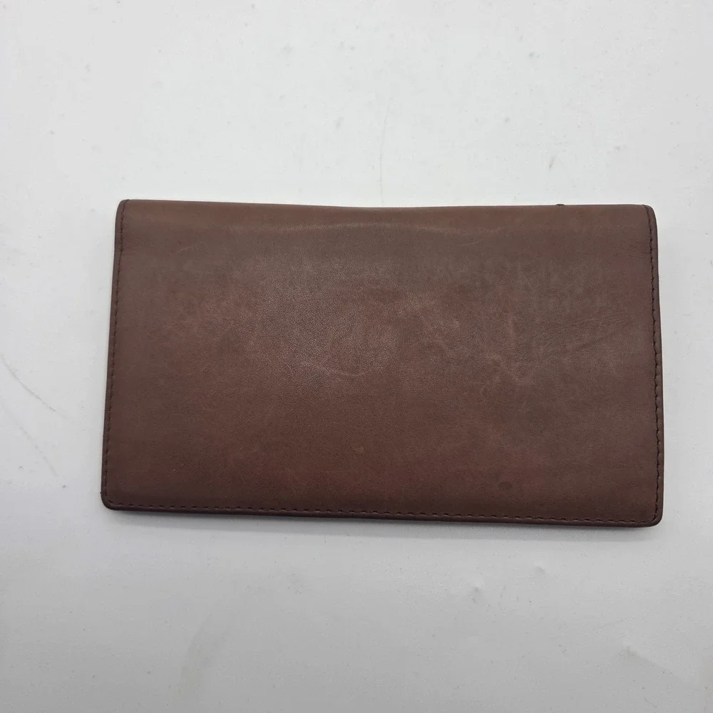 Vintage Indian Motorcycle Brown Leather Long Billfold Wallet Embossed Logo